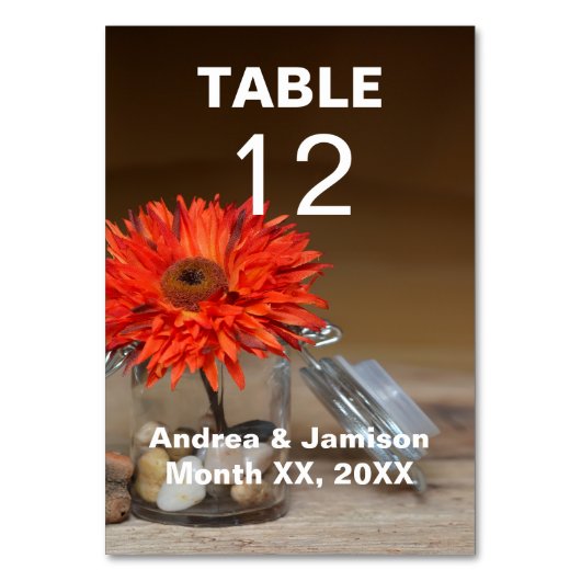 Oranje ventilator in Mason Jar Table Kaart (Achterkant)