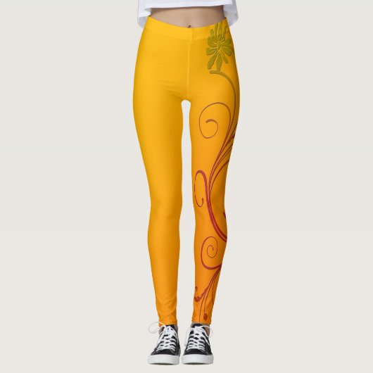 Oranje ventilator leggings (Voorkant)