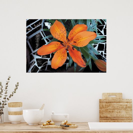 Oranje ventilator met achtergrond poster (Keuken)