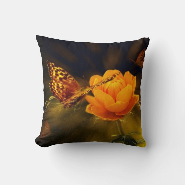 Oranje ventilator met butterflies kussen (Voorkant)