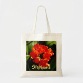 Oranje ventilator met gepersonaliseerde naam Flora Tote Bag (Voorkant)