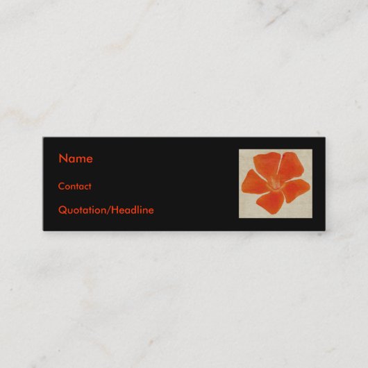 Oranje ventilator profilecard mini visitekaartje (Voorkant)