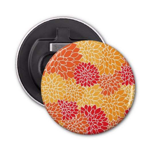 Oranje ventilatorpatroon button flesopener (Voorkant)