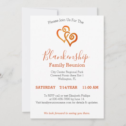 Oranje verbonden hart gezinshereniging Sjabloon Kaart (Voorkant)