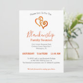 Oranje verbonden hart gezinshereniging Sjabloon Kaart (Staand voorkant)