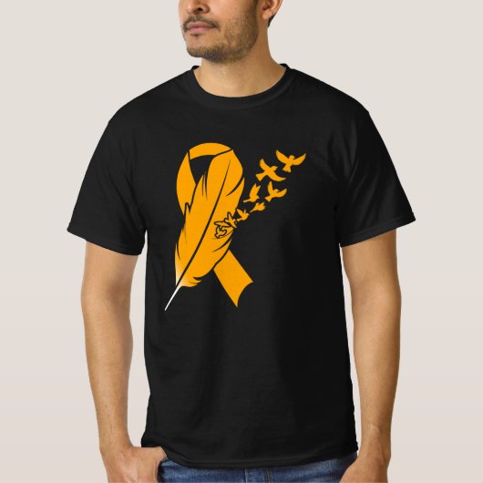 Oranje veren lint - Leukemie Bewustzijn T-shirt (Voorkant)