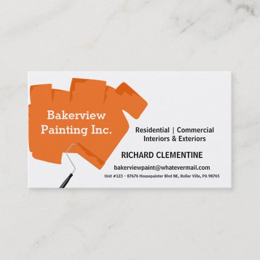 Oranje verfbedrijf voor het verven van rolletjes visitekaartje (Voorkant)