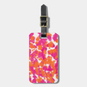 Oranje verfstreepjes met verfstekelroze blauwe ro bagagelabel (Voorkant verticaal)