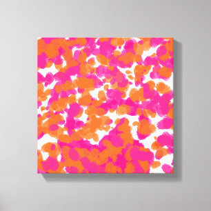 Oranje verfstreepjes met  verfstekelroze blauwe ro canvas afdruk