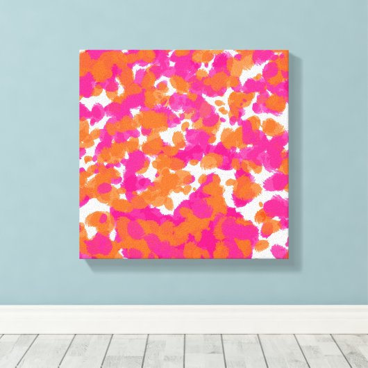 Oranje verfstreepjes met  verfstekelroze blauwe ro canvas afdruk (Insitu (Houten vloer))