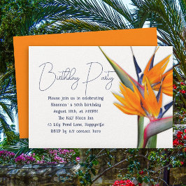 Oranje Verjaardags Vogel van Paradijs Bloemen Volw Kaart