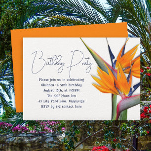 Oranje Verjaardags Vogel van Paradijs Bloemen Volw Kaart