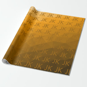 Oranje verloop geometrisch mesh patroon Monogram Cadeaupapier