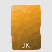 Oranje verloop geometrisch mesh patroon Monogram Golfhanddoek (Voorkant)