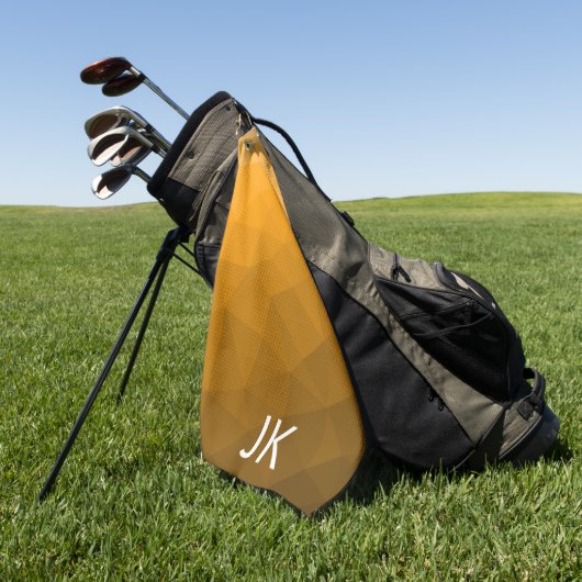 Oranje verloop geometrisch mesh patroon Monogram Golfhanddoek (Groen)