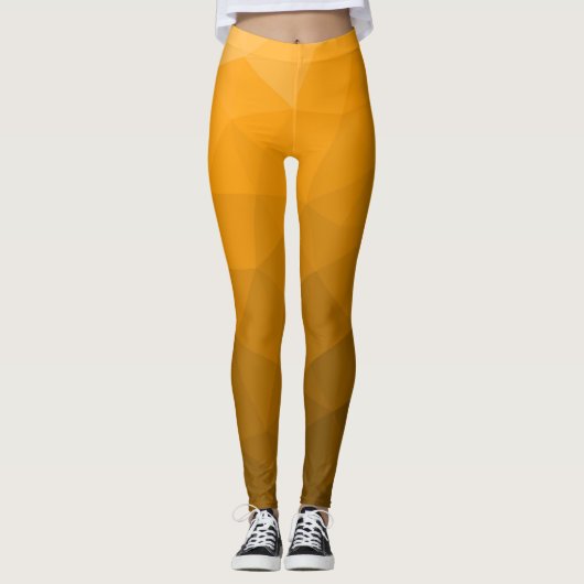 Oranje verloop geometrisch mesh patroon Monogram Leggings (Voorkant)