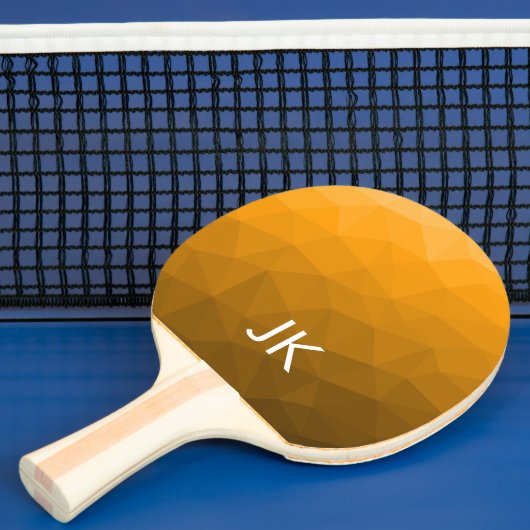 Oranje verloop geometrisch mesh patroon Monogram Tafeltennisbatje (Insitu)