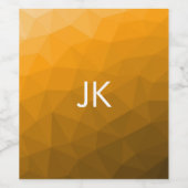 Oranje verloop geometrisch mesh patroon Monogram Wijn Etiket (Enkel label)