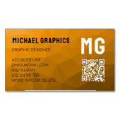 Oranje verloop geometrisch mesh patroon QR code Magnetisch Visitekaartje (Voorkant)