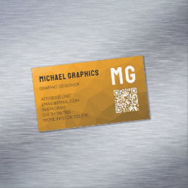 Oranje verloop geometrisch mesh patroon QR code Magnetisch Visitekaartje