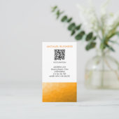 Oranje verloop geometrisch mesh patroon QR-code Visitekaartje (Staand voorkant)