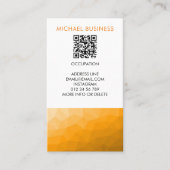 Oranje verloop geometrisch mesh patroon QR-code Visitekaartje (Voorkant)