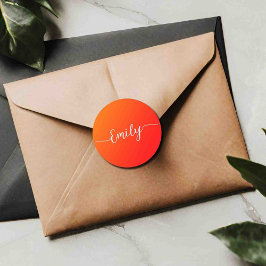 Oranje verloop - voeg naam Classic ronde sticker t