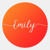 Oranje verloop - voeg naam Classic ronde sticker t (Voorkant)