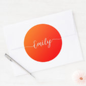 Oranje verloop - voeg naam Classic ronde sticker t (Envelop)