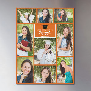 Oranje verloopfoto-collage magneetkaart
