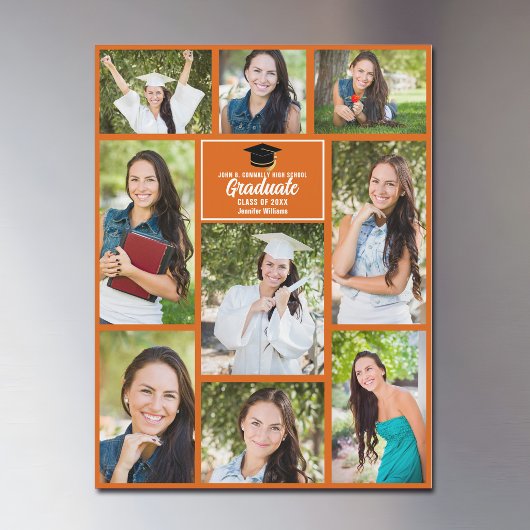 Oranje verloopfoto-collage magneetkaart