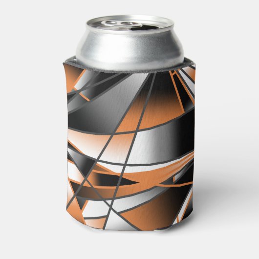 Oranje verloopkleur vulling mechanisch ontwerp blikjeskoeler (Blikje Achterkant)