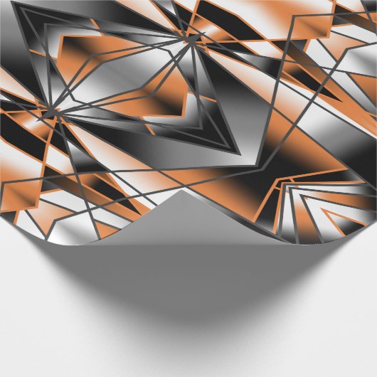 Oranje verloopkleur vulling mechanisch ontwerp cadeaupapier (Hoek)