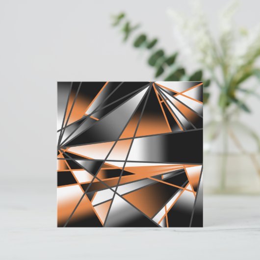 Oranje verloopkleur vulling mechanisch ontwerp feestdagenkaart (Staand voorkant)