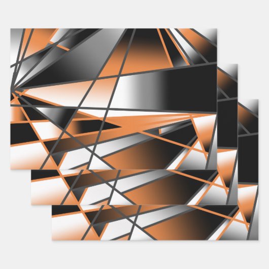 Oranje verloopkleur vulling mechanisch ontwerp inpakpapier vel (Set)