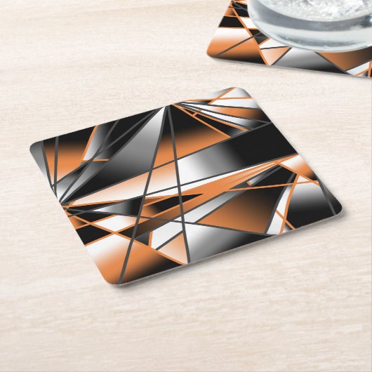 Oranje verloopkleur vulling mechanisch ontwerp kartonnen onderzetters (Schuin)