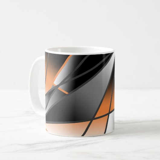 Oranje verloopkleur vulling mechanisch ontwerp koffiemok (Voorkant links)