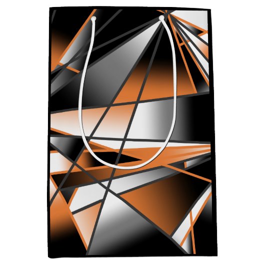 Oranje verloopkleur vulling mechanisch ontwerp medium cadeauzakje (Voorkant)