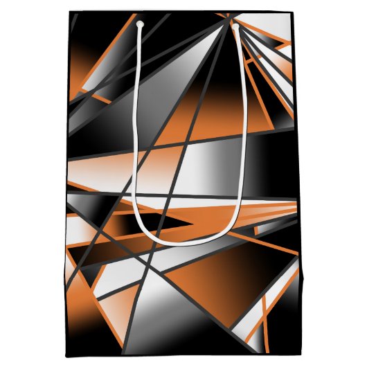 Oranje verloopkleur vulling mechanisch ontwerp medium cadeauzakje (Achterkant)