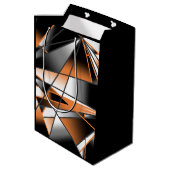 Oranje verloopkleur vulling mechanisch ontwerp medium cadeauzakje (Achterkant Gekanteld)