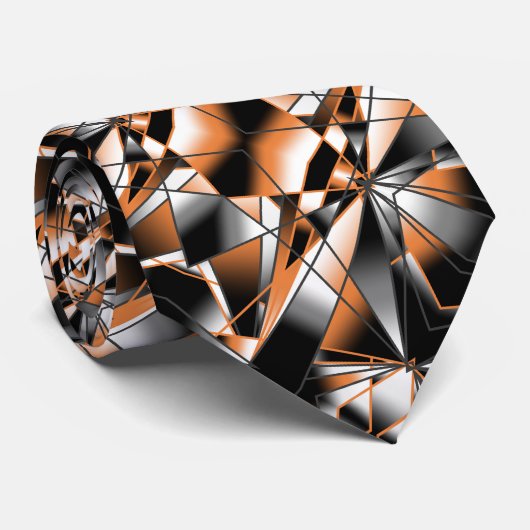 Oranje verloopkleur vulling mechanisch ontwerp stropdas (Opgerold)