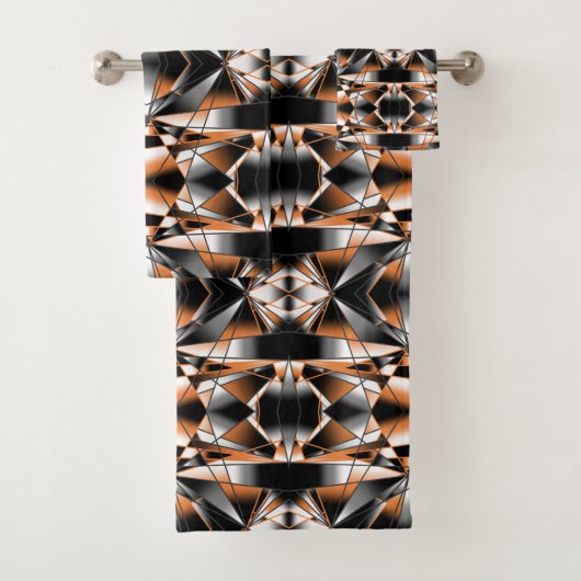 Oranje verloopkleur vulling mechanische tekening bad handdoek (Insitu)