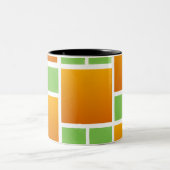 Oranje verloopvierkanten tweekleurige koffiemok (Center)