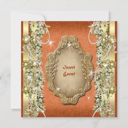 Oranje verloving voor goudbruiloft kaart (Voorkant)