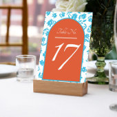 Oranje Verona Sunset Blue Flowers Wedding Kaart