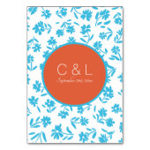 Oranje Verona Sunset Blue Flowers Wedding Kaart (Achterkant)