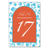 Oranje Verona Sunset Blue Flowers Wedding Kaart (Voorkant)