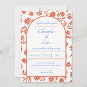 Oranje Verona Sunset Flowers Wedding Kaart (Voorkant)