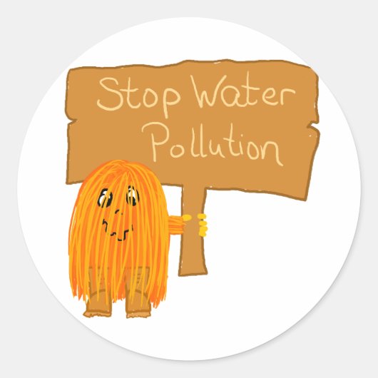 oranje verontreiniging van het stopwater ronde sticker (Voorkant)