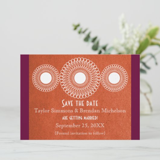 Oranje Verre Oosten Elegantie Bewaar de Datum Kaart (Staand voorkant)